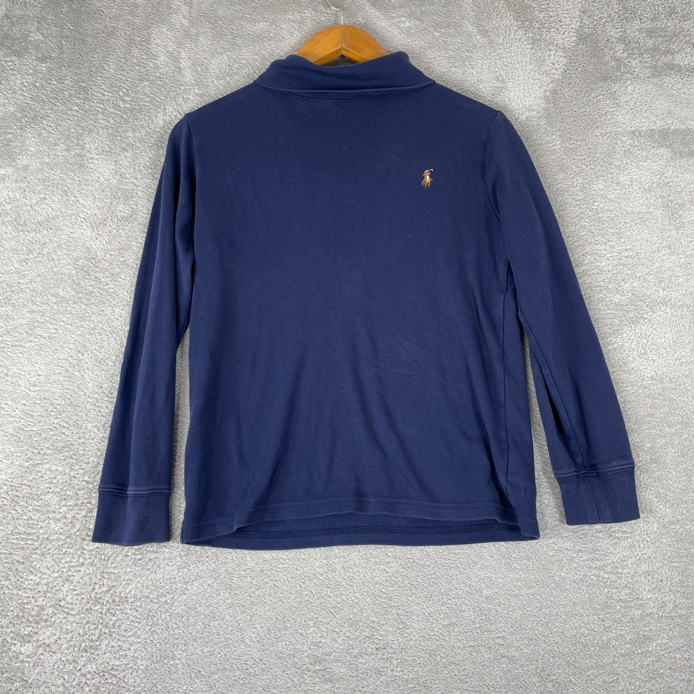 Polo Ralph Lauren Shirt Kids Medium 10-12 Navy Blue Turtleneck Pony Logo Cotton
